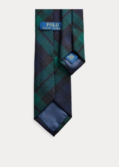 Corbatas Polo Ralph Lauren Hombre Azul Marino / Verdes - Tartan Wool Narrow - WBKCU3917